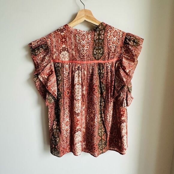 Good Hart Style Charm Ruffle Sleeve Medallion Print Top – Small – Boho Luxe NWT - Picture 5 of 7